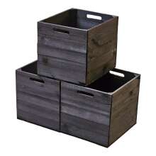 Holzkiste Obstkiste &quot;Kallax&quot; 32,5x38x32,5cm Schwarz 3er SET