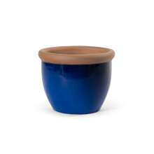 &Uuml;bertopf aus Keramik in blau