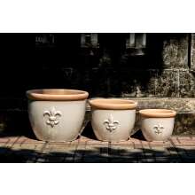 Keramik Pflanzenk&uuml;bel &quot;Farmer&quot; 25 Grau Wei&szlig;