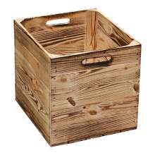 Holzkiste Obstkiste &quot;Kallax&quot; 32,5x38x32,5cm Geflammt 3er SET