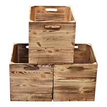 Holzkiste Obstkiste &quot;Kallax&quot; 32,5x38x32,5cm Geflammt 3er SET