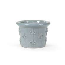 &Uuml;bertopf aus Keramik in Grau-Blau